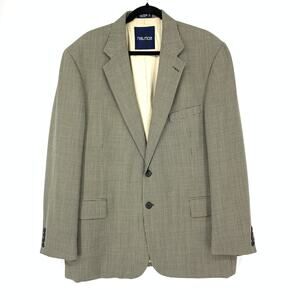 VTG Nautica Houndstooth Blazer Jacket Mens Size 46R Black Cream Two Button Wool